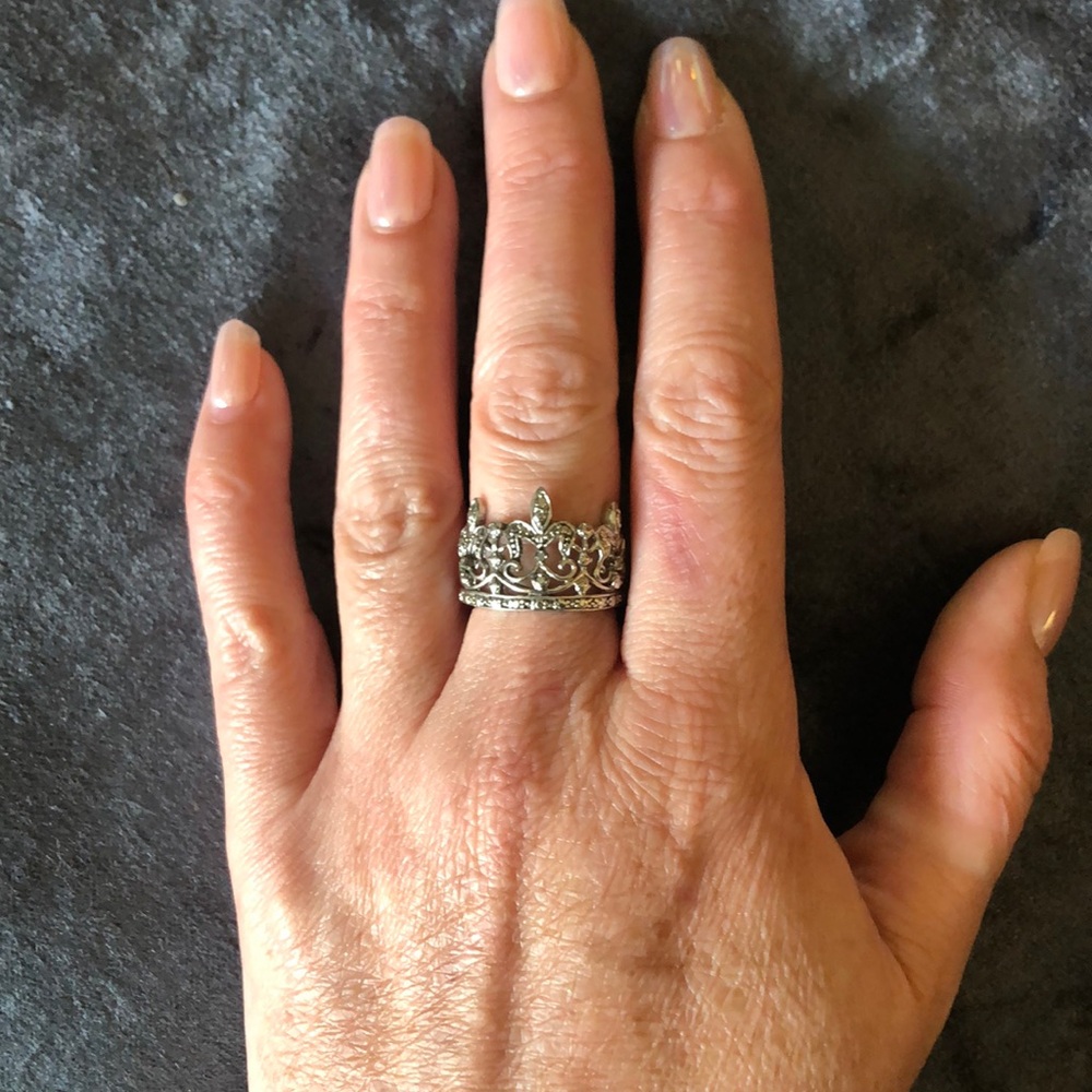 Sterling Silver Fleur de Lis Crown Ring
